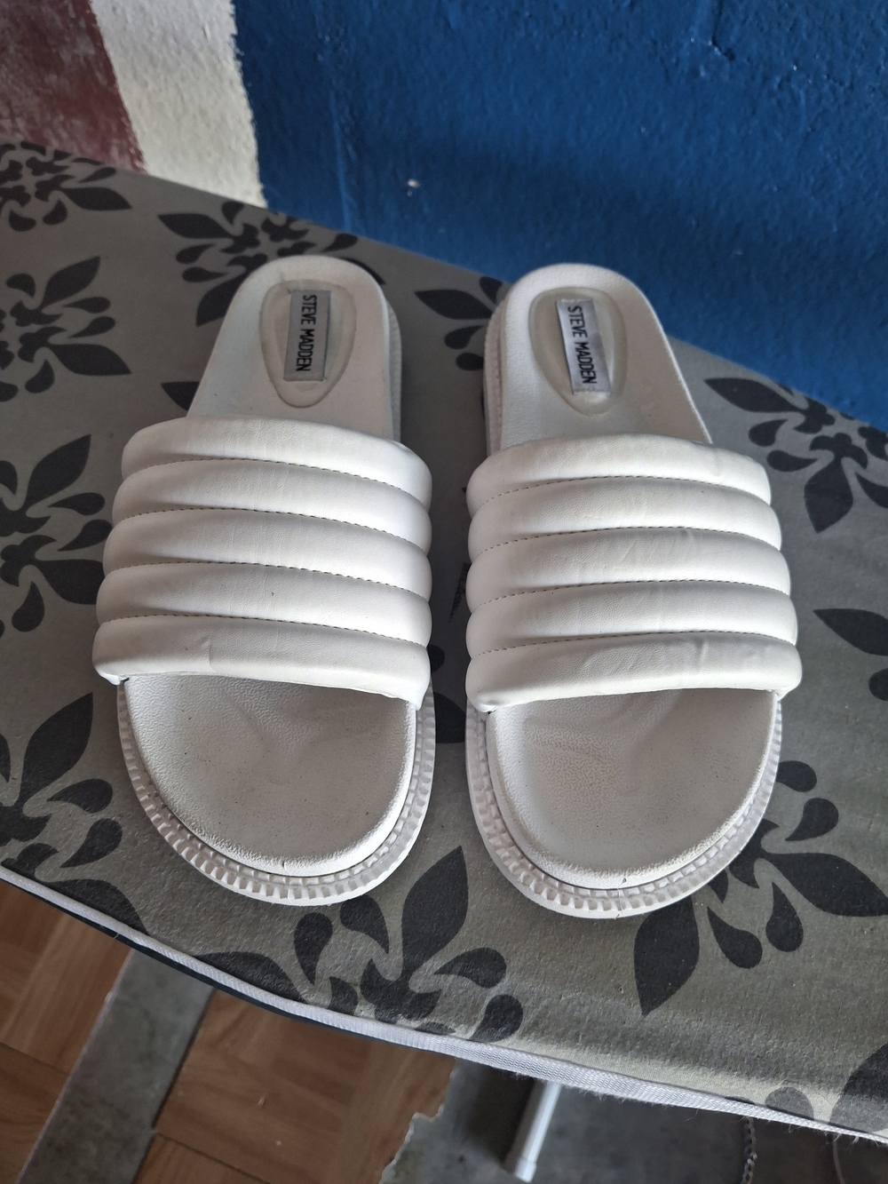 Steve Madden Women's White Padded Slide Sandals